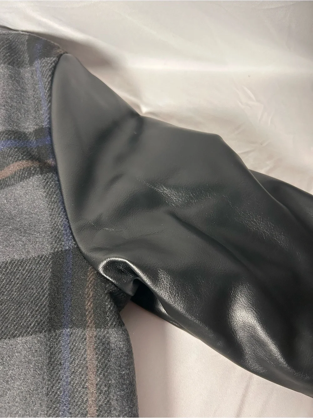 Cat & Jack Gray Plaid Bomber Jacket with Black Sleeves